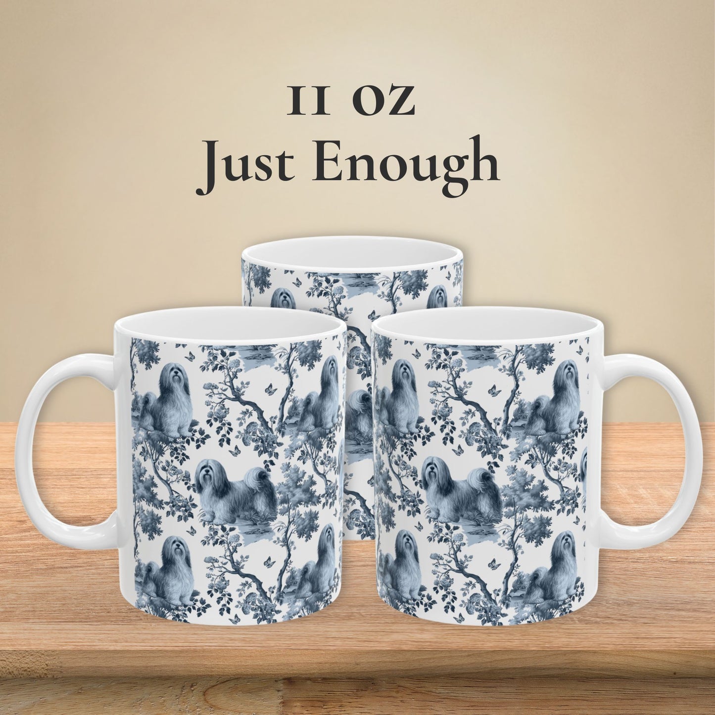 Lhasa Apso Mug - Blue Toile Pattern