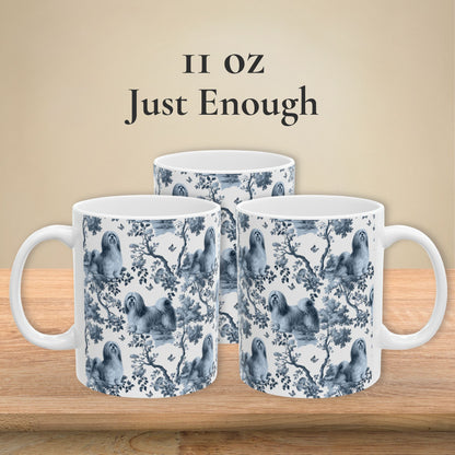 Lhasa Apso Mug - Blue Toile Pattern