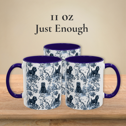 Affenpinscher blue toile coffee mug 11 oz front view