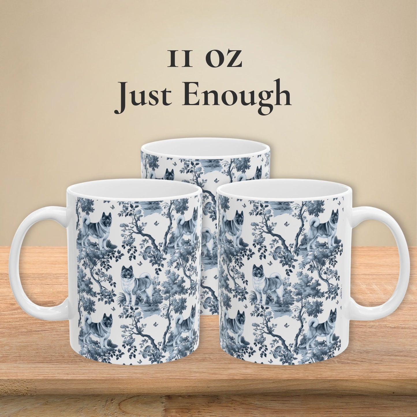 Akita Mug - Blue Toile Pattern