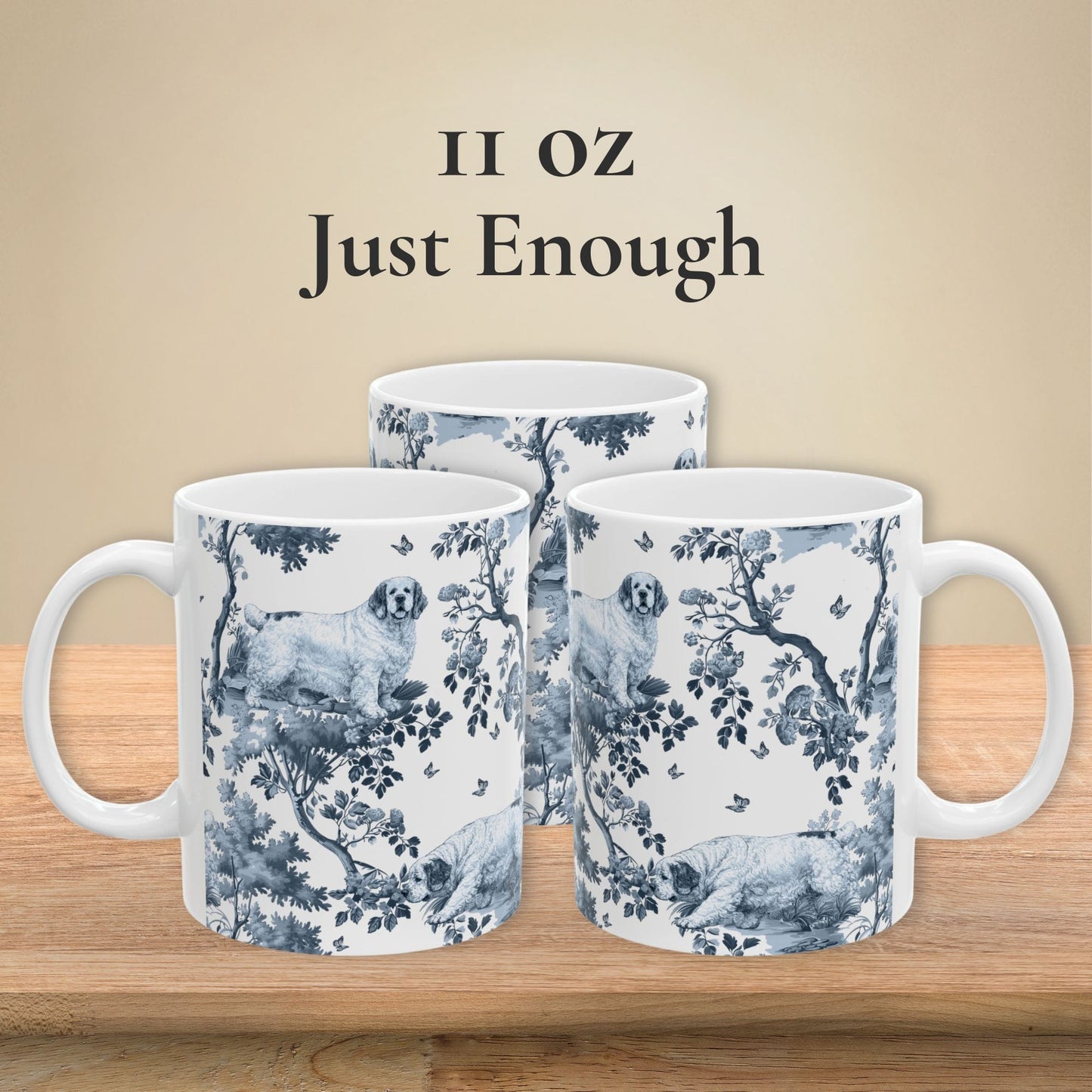 Clumber Spaniel Mug - Toile Pattern