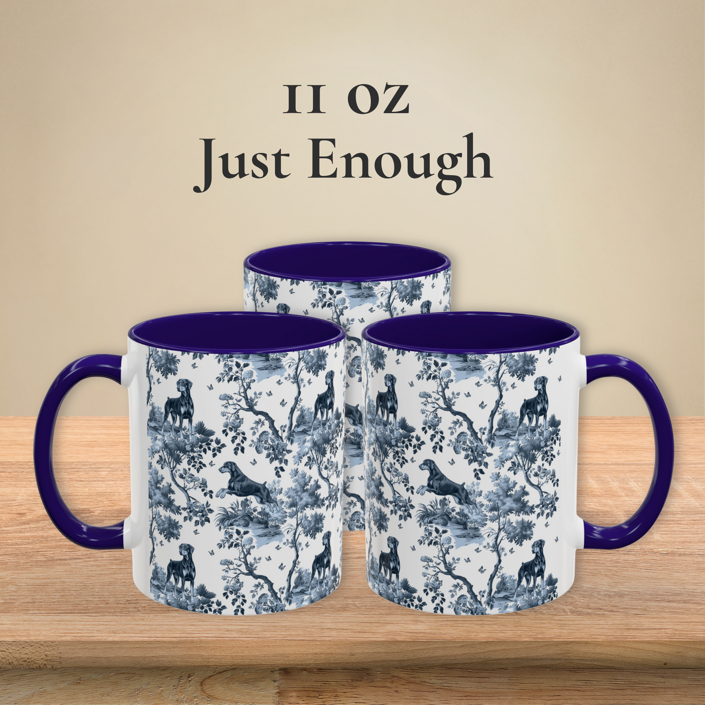 Doberman (Drop Ear) Mug - Toile Pattern