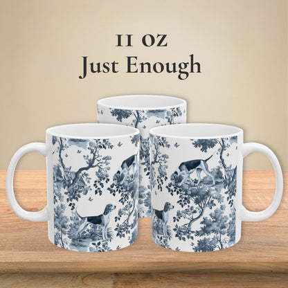 American Foxhound  Mug - Blue Toile Pattern
