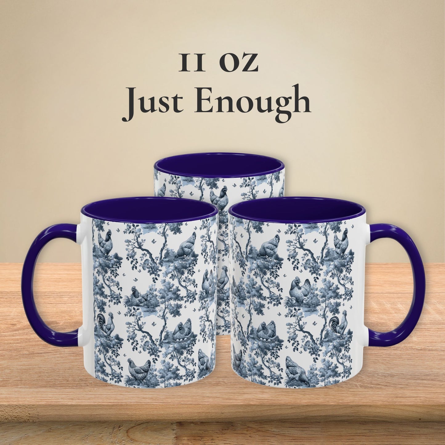 Chicken Mug - Toile Pattern