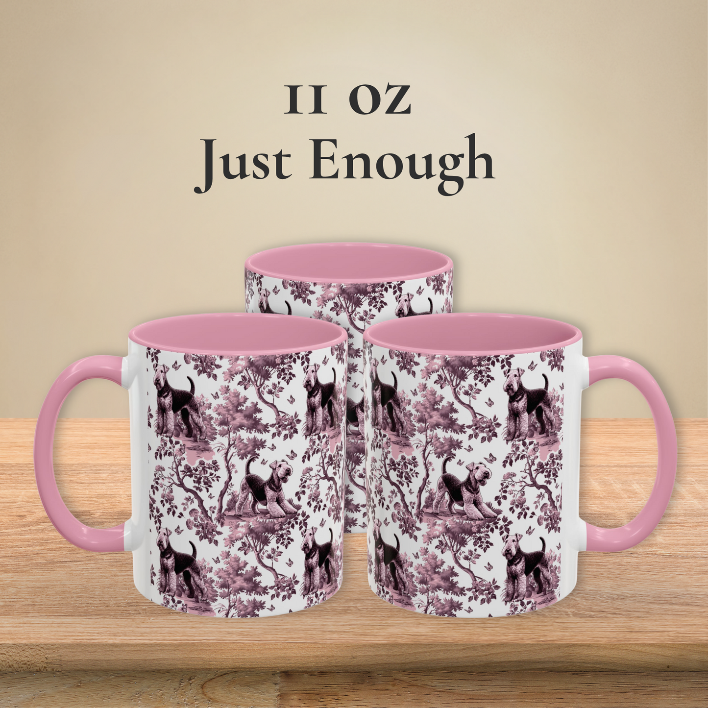 Airedale Terrier Mug - Pink Toile