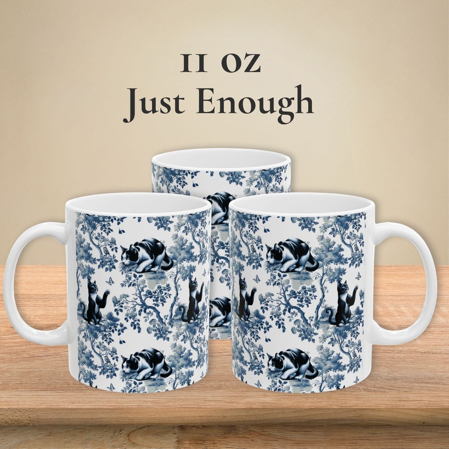 Tuxedo Cat Mug Toile