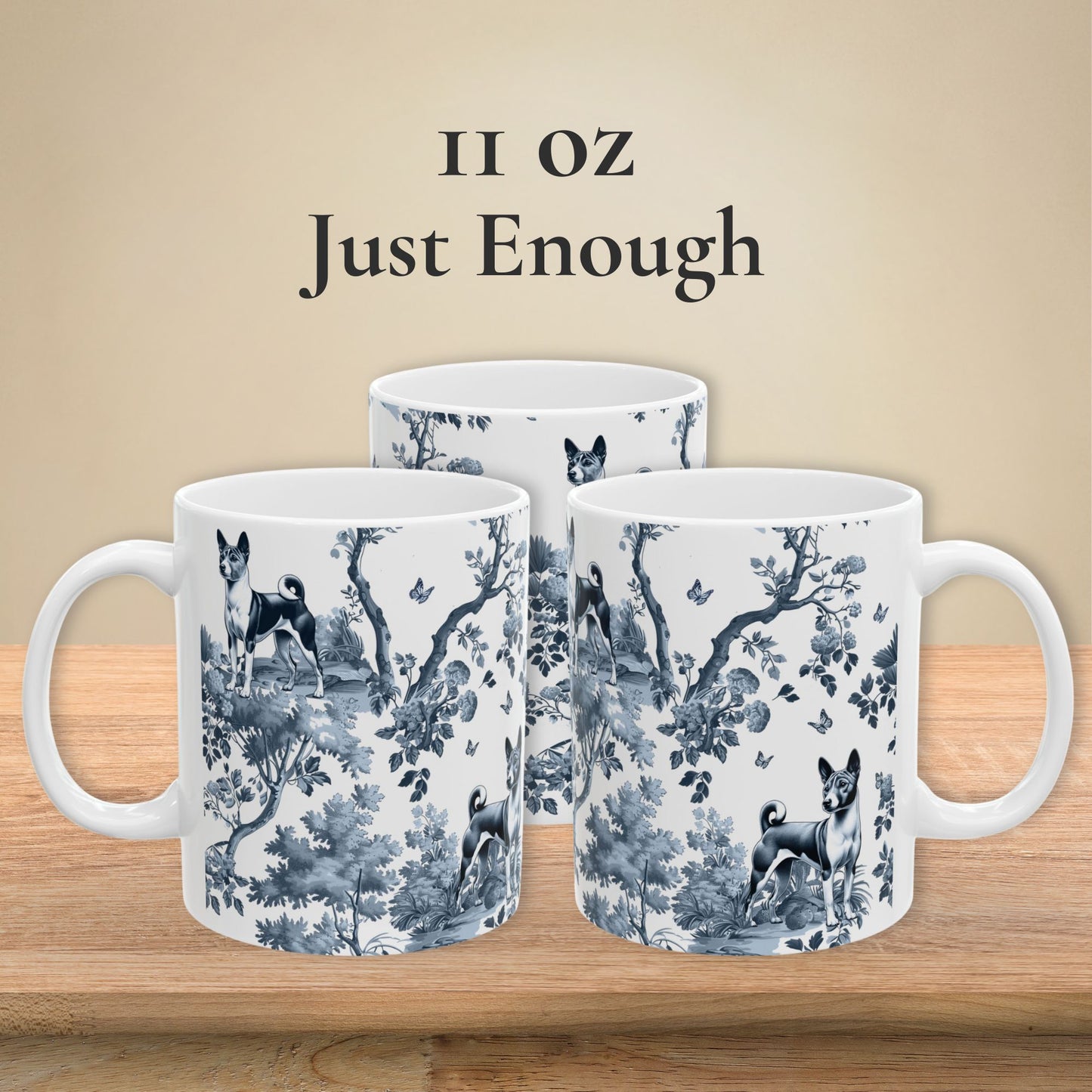 Basenji Mug - Toile Pattern