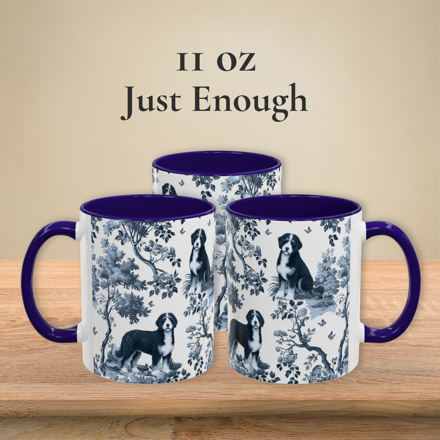 Bernedoodle Mug - Toile Pattern