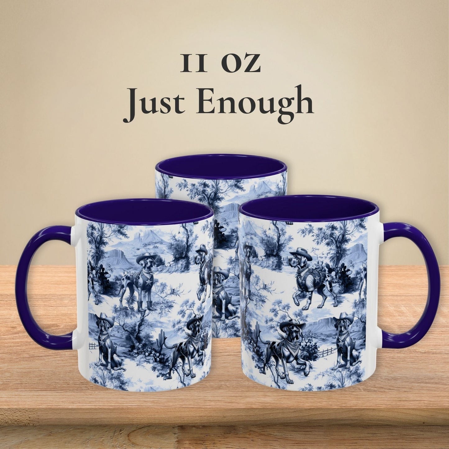 Great Dane Toile Mug - Western Cowboy