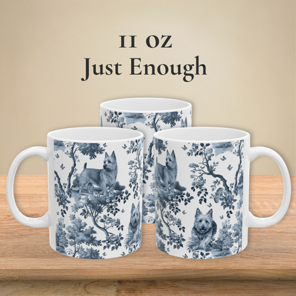Australian Terrier Mug - Blue Toile Pattern