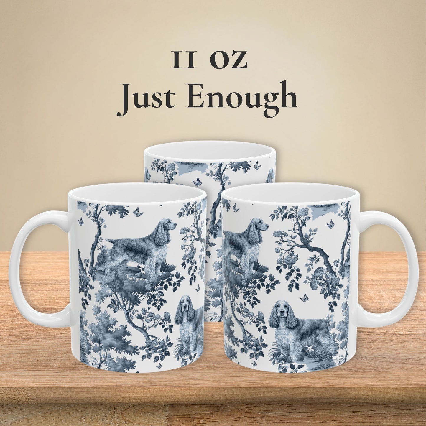 English Cocker Spaniel Mug - Toile Pattern