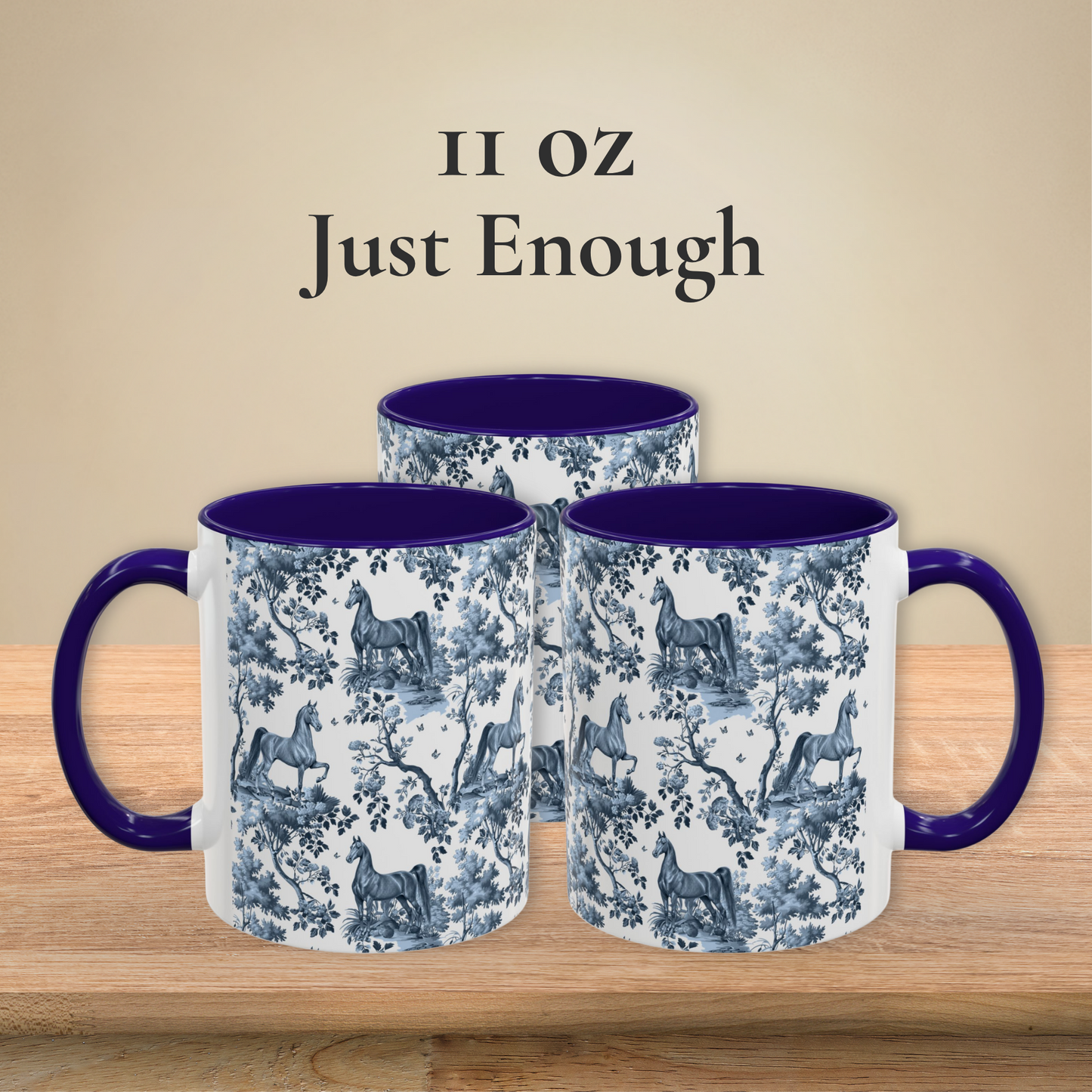 Saddlebred Horse Mug - Blue Toile Pattern