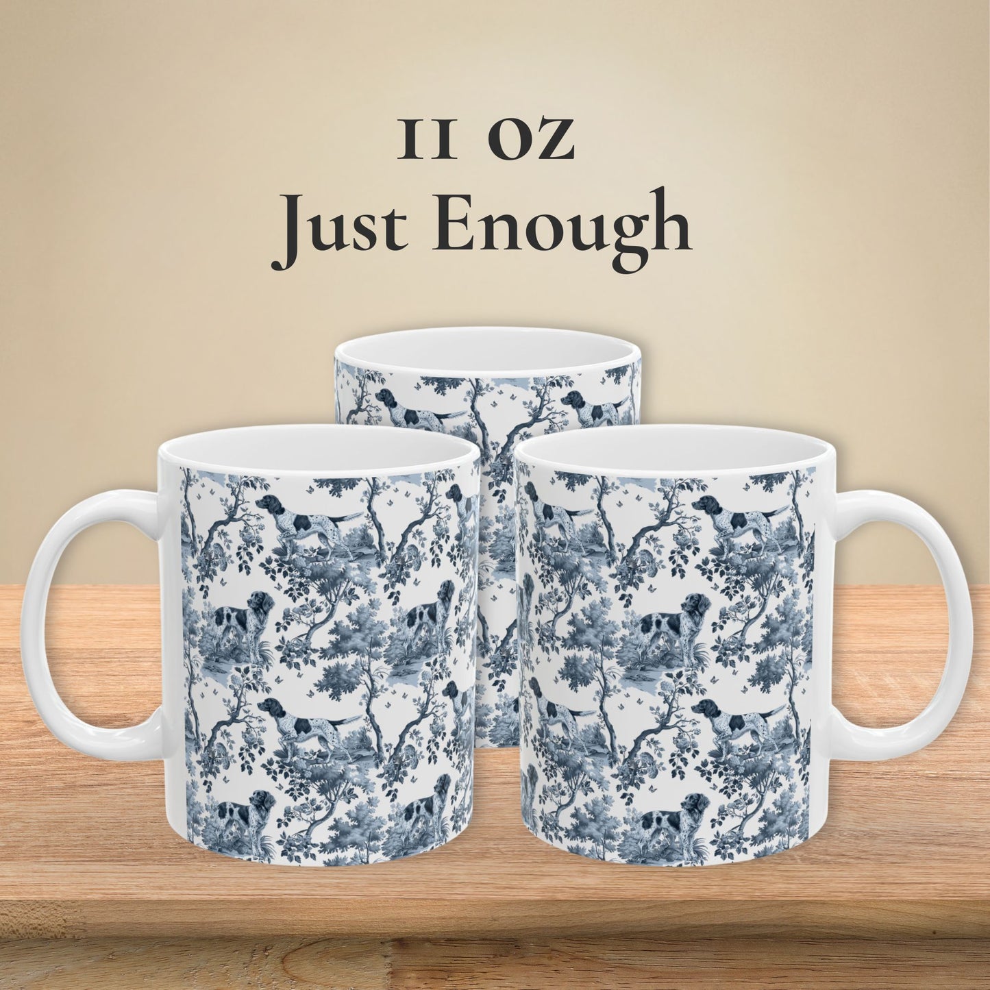 Small Munsterlander Mug - Blue Toile Pattern