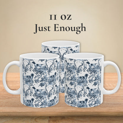 Small Munsterlander Mug - Blue Toile Pattern
