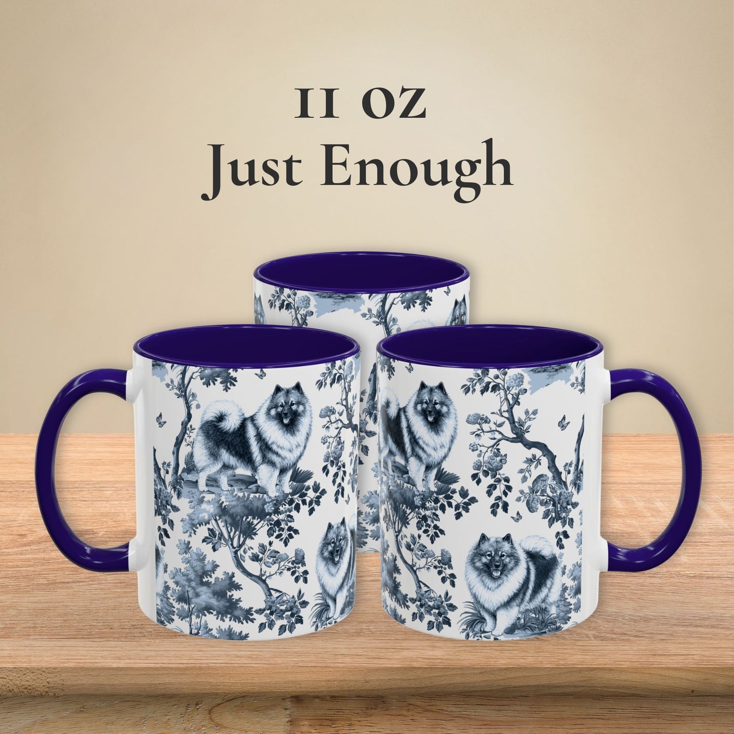 Keeshond Mug - Toile Pattern