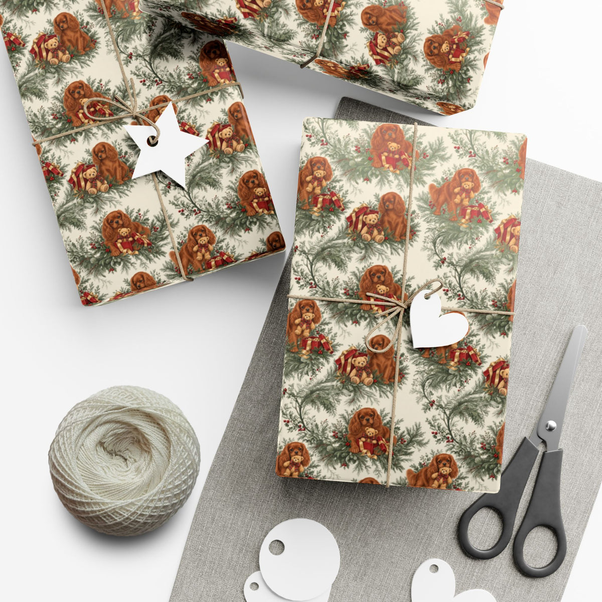 Cavalier King Charles Spaniel Ruby Christmas wrapping paper