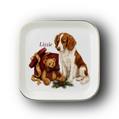 Welsh Springer Spaniel jewelry dish on a white background