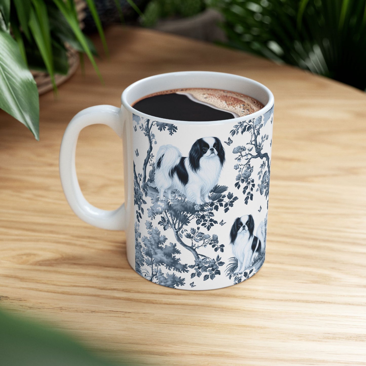 Japanese Chin blue toile pattern design artwork