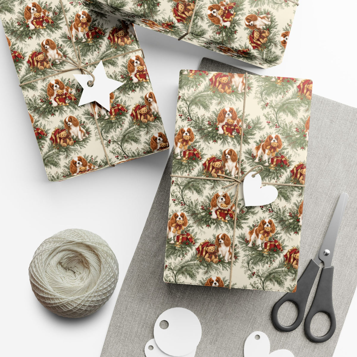 Cavalier King Charles Spaniel Blenheim Christmas wrapping paper