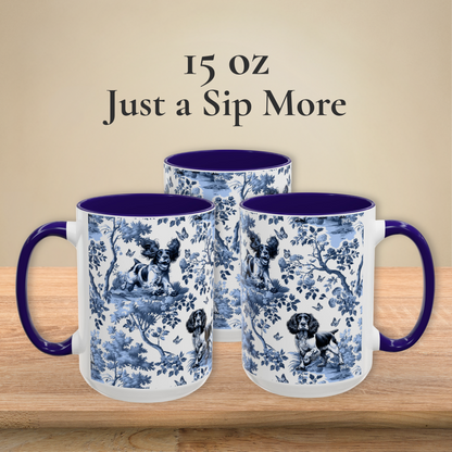English Springer Spaniel · Garden Toile Deux · Navy Blue Handle Mug