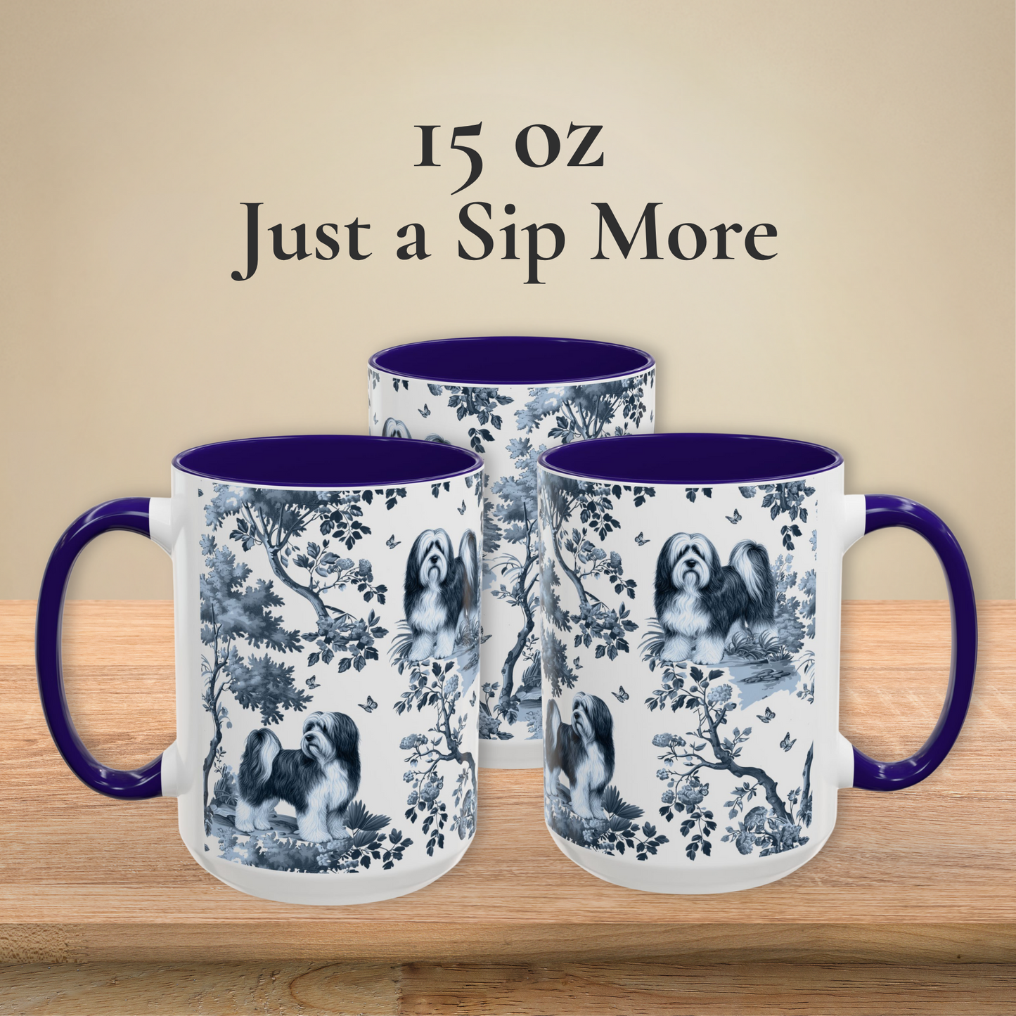 Tibetan Terrier Mug - Toile Pattern