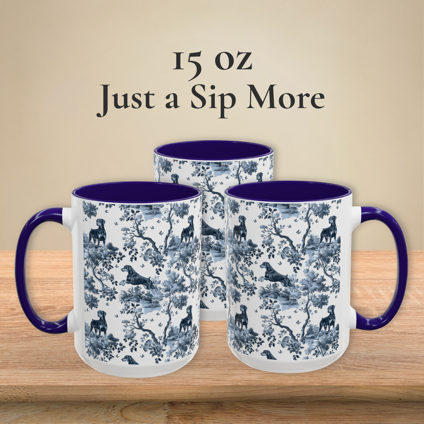 Doberman (Drop Ear) Mug - Toile Pattern