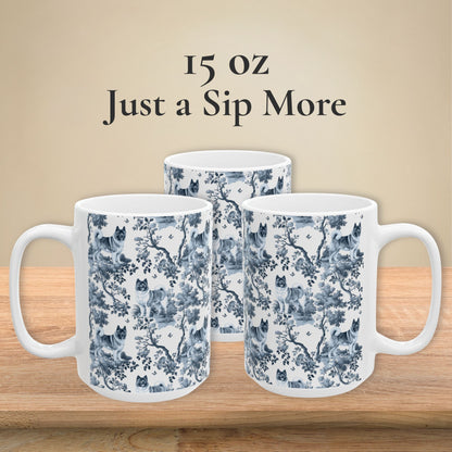 Akita Mug - Blue Toile Pattern
