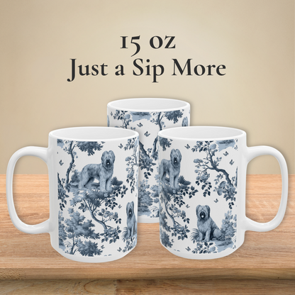 Briard Mug - Blue Toile Pattern