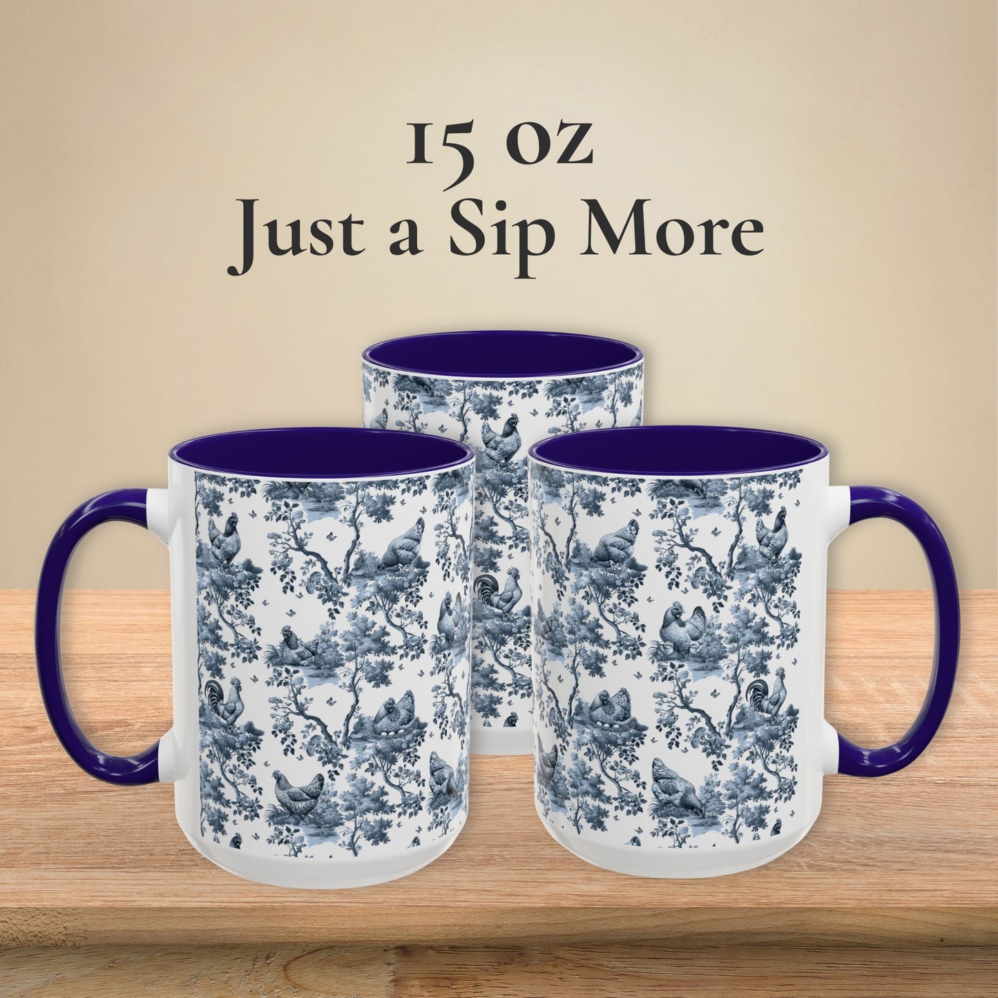 Chicken Mug - Toile Pattern