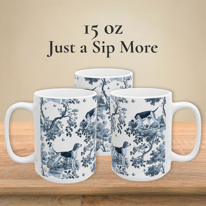 American Foxhound  Mug - Blue Toile Pattern