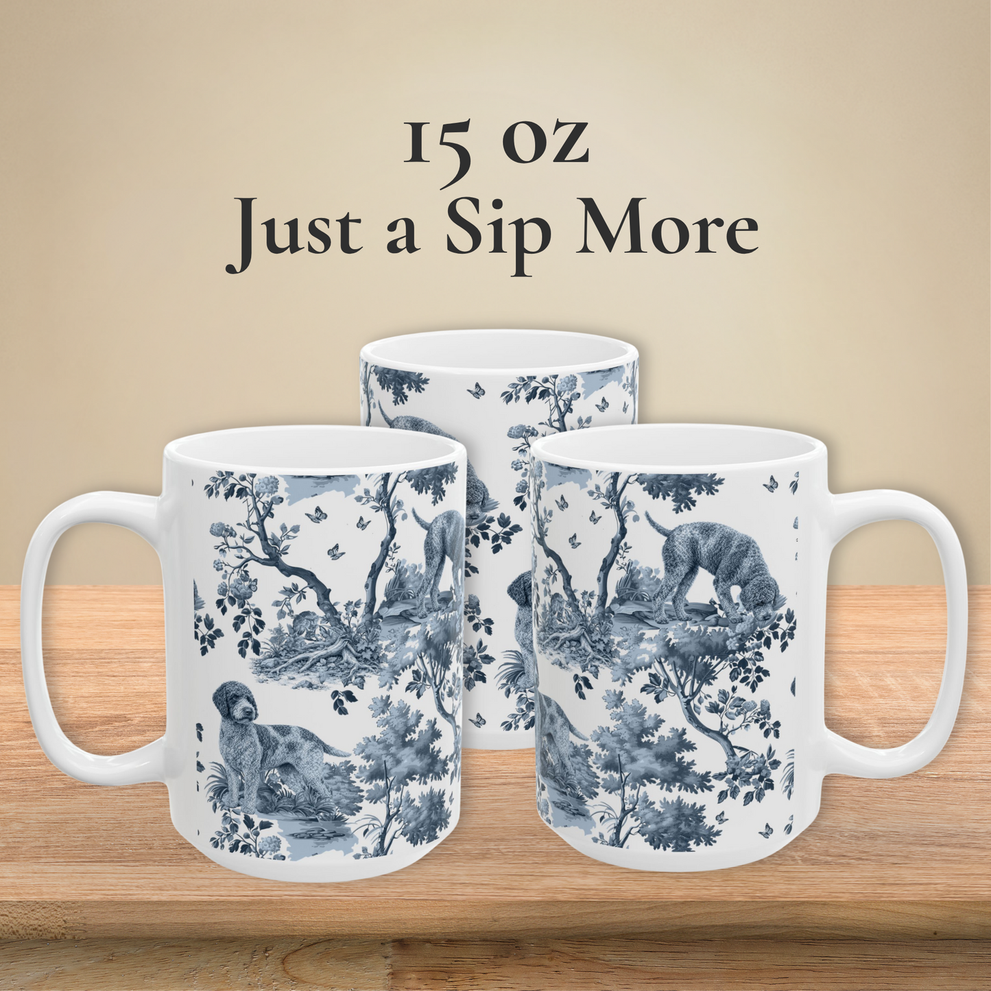 Lagotto Romagnolo Mug - Blue Toile Pattern