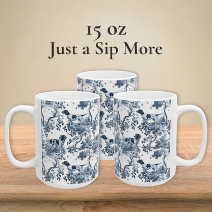 Small Munsterlander Mug - Blue Toile Pattern