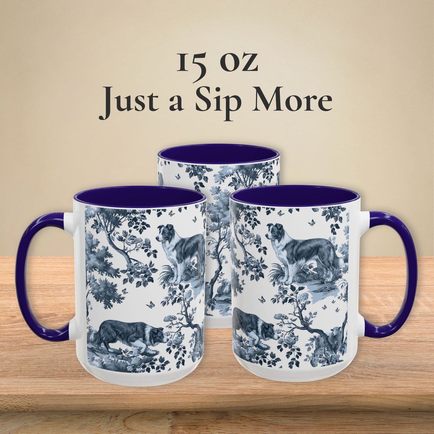 Border Collie Mug - Toile Pattern