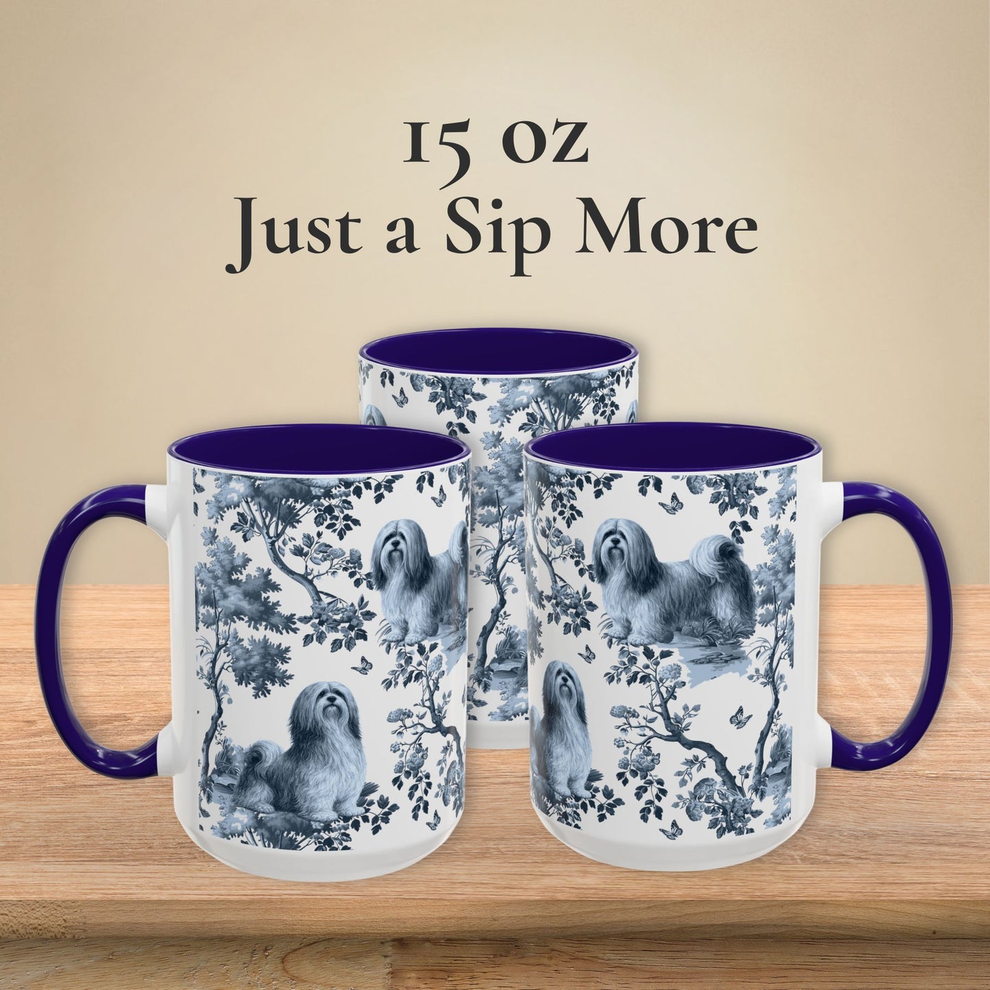 Lhasa Apso Mug - Toile Pattern