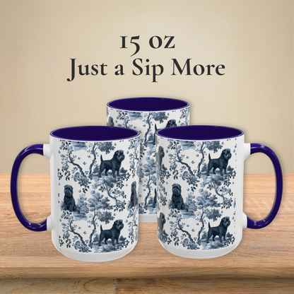 Affenpinscher blue toile coffee mugs in 11 oz and 15 oz sizes