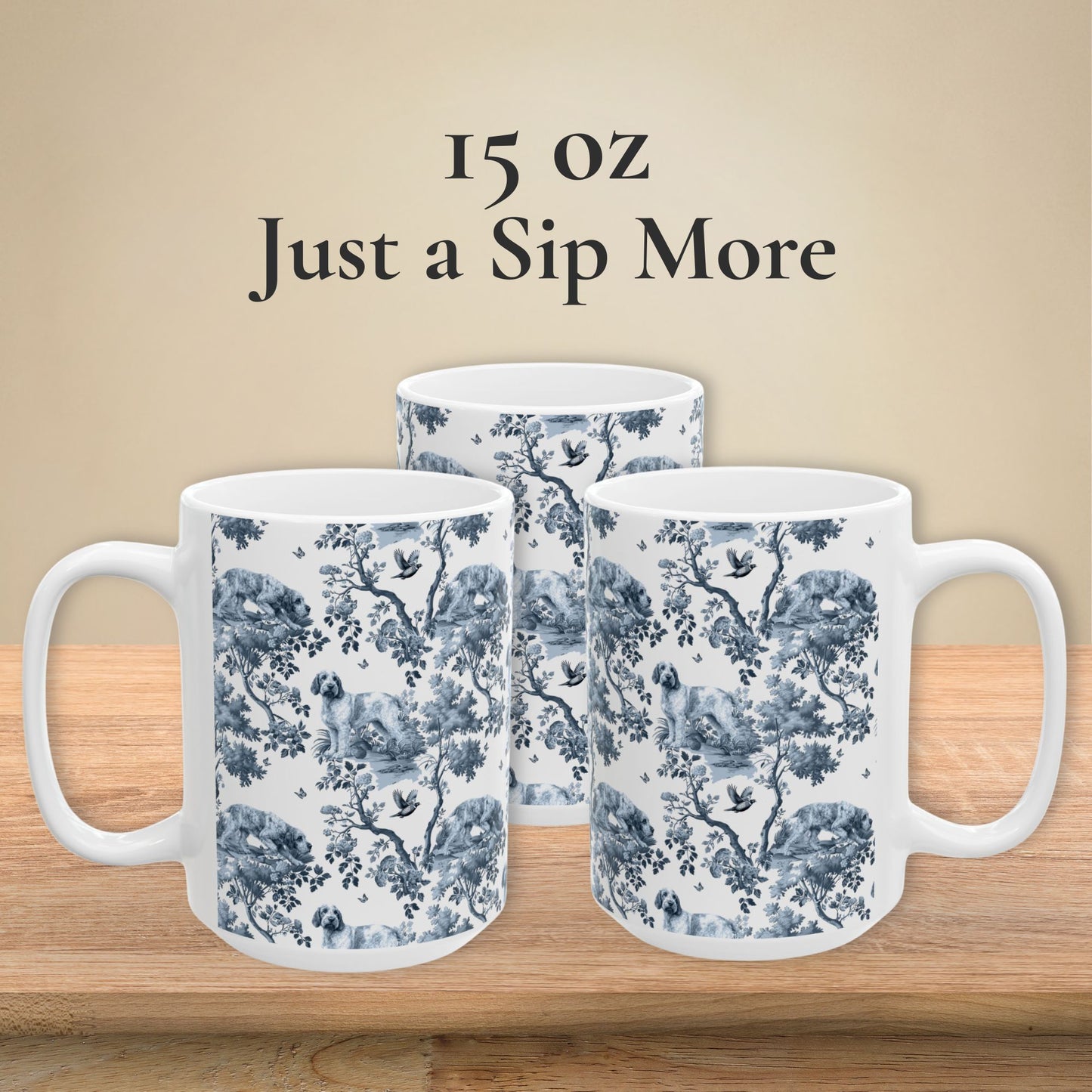 Spinone Italiano Mug - Blue Toile Pattern