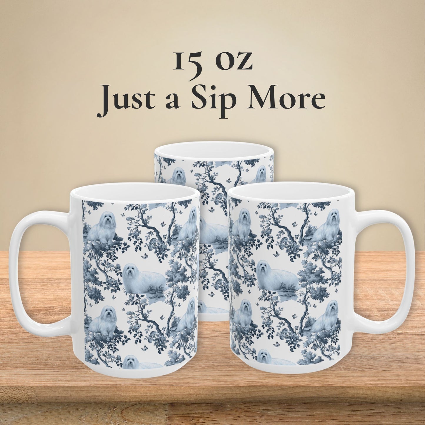 Coton de Tulear Mug - Blue Toile Pattern