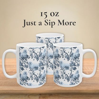 Coton de Tulear Mug - Blue Toile Pattern