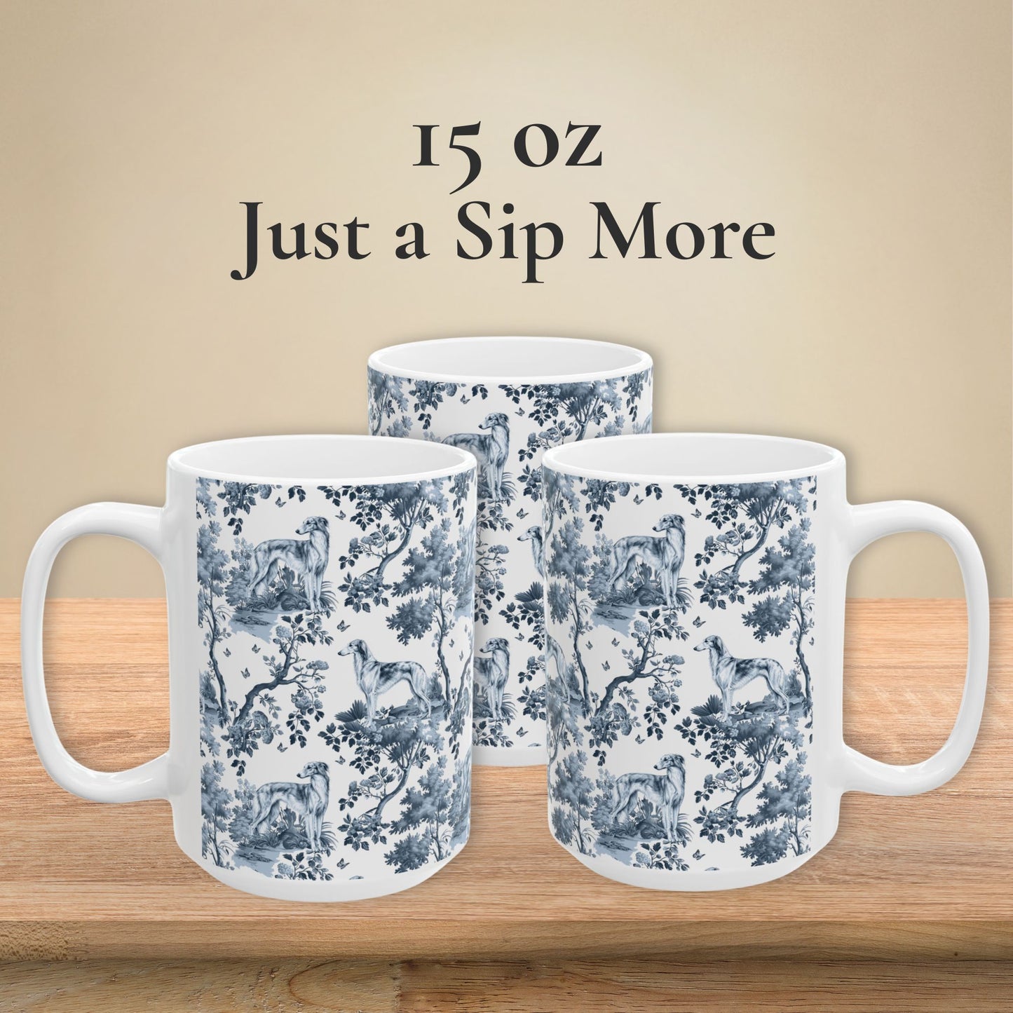 Silken Windhound Mug - Blue Toile Pattern