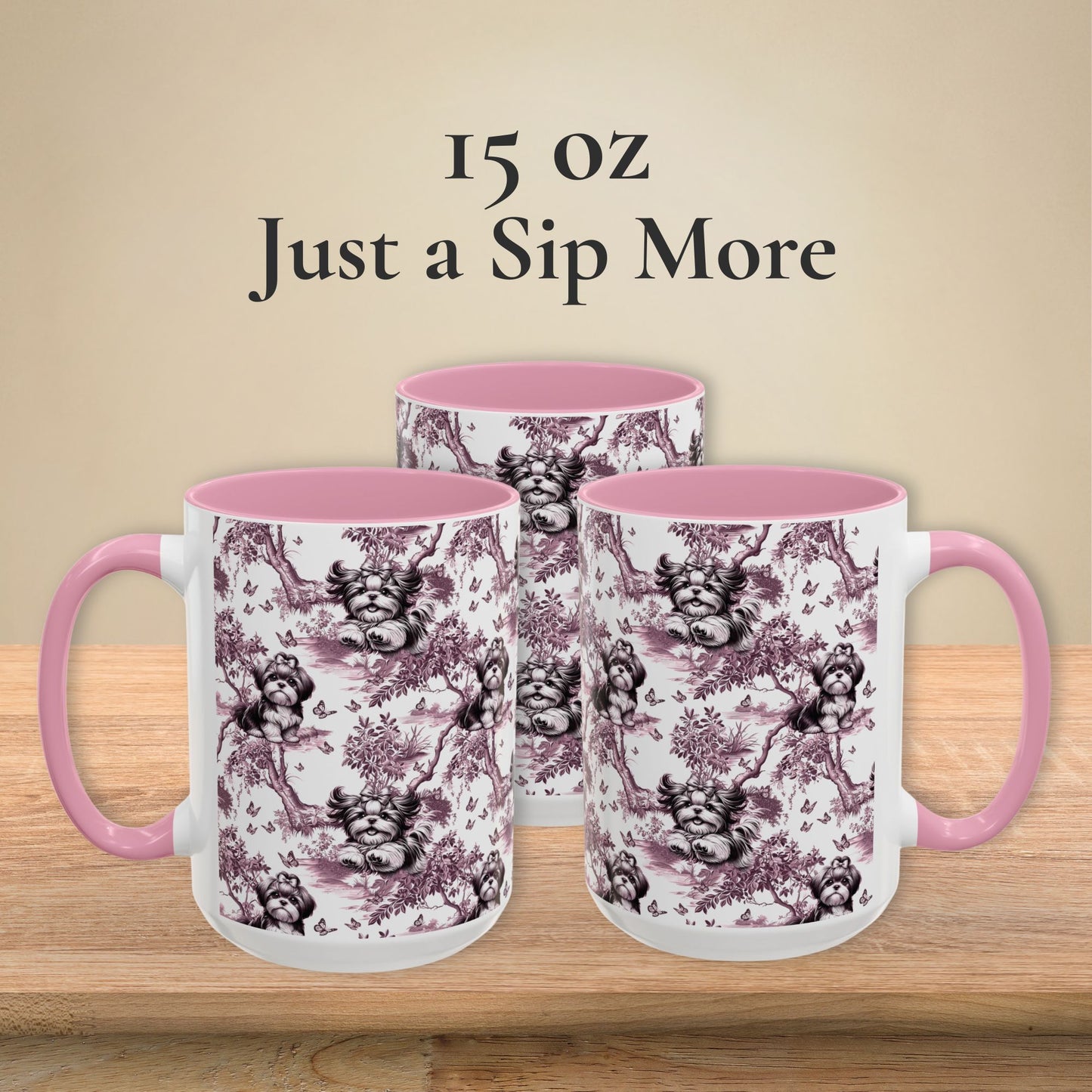Shih Tzu Mug - Pink Toile