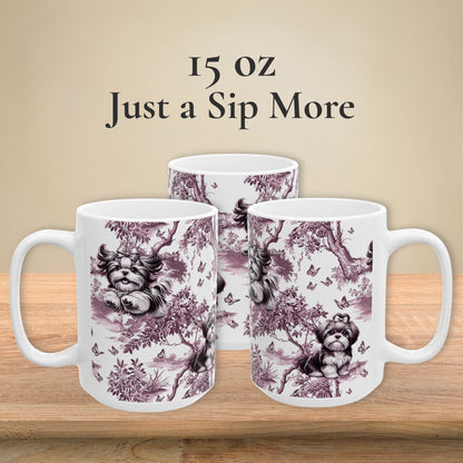Shih Tzu Mug - Pink Toile Pattern