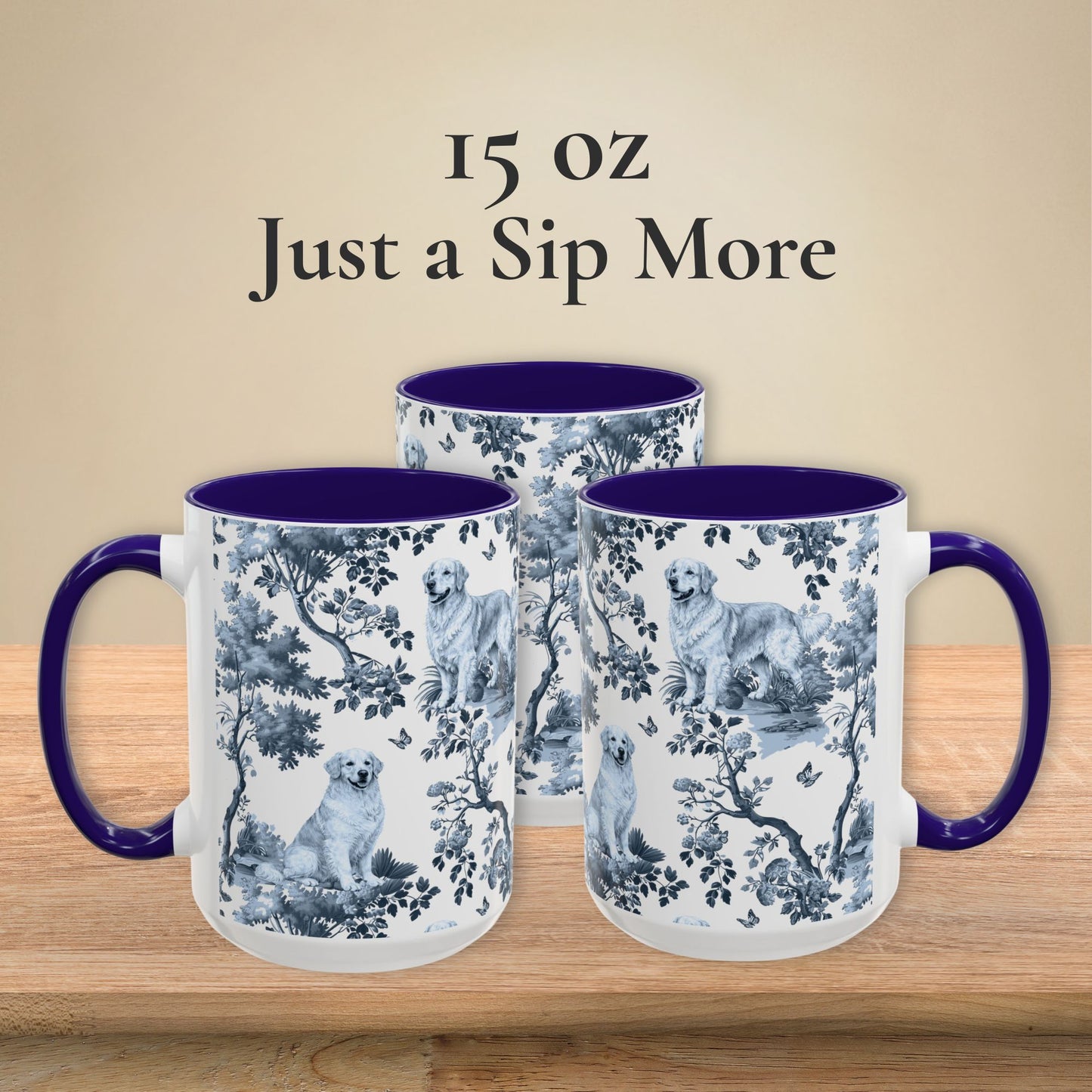 Golden Retriever Mug - Toile Pattern