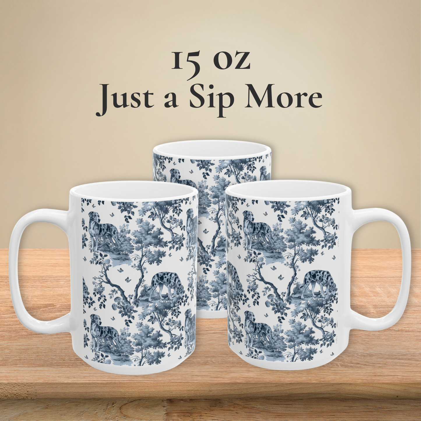 Catahoula Leopard Dog  Mug - Blue Toile Pattern