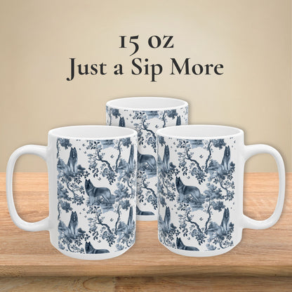 Belgian Tervuren Mug - Blue Toile Pattern