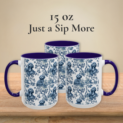 Cavapoo Mug · Garden Toile · Navy Handle