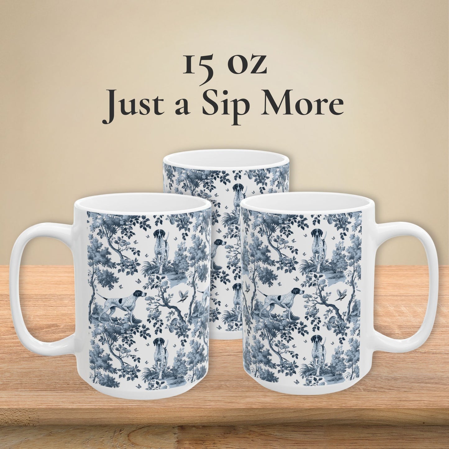 English Pointer Mug - Blue Toile Pattern