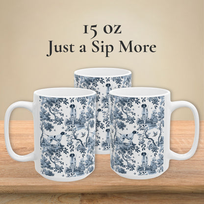 English Pointer Mug - Blue Toile Pattern