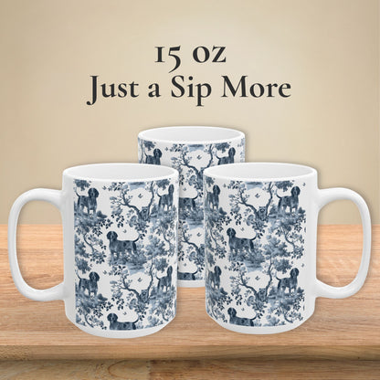 Bluetick Coonhound Mug - Blue Toile Pattern