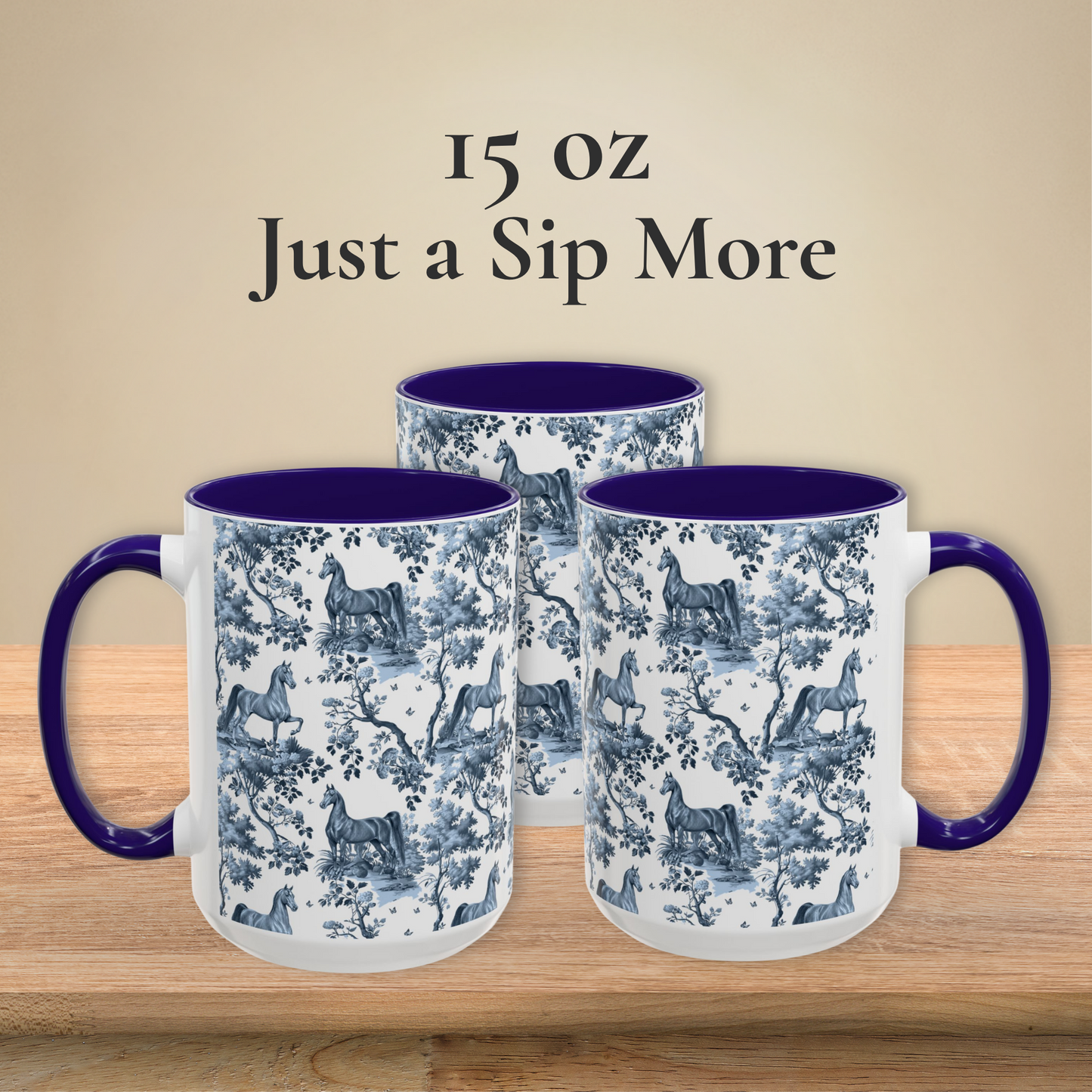Saddlebred Horse Mug - Blue Toile Pattern