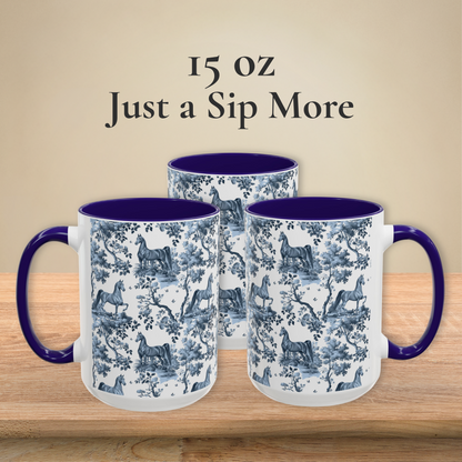 Saddlebred Horse Mug - Blue Toile Pattern